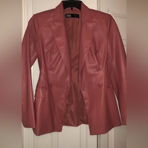 Zara pink leather blazer brand new size XS
